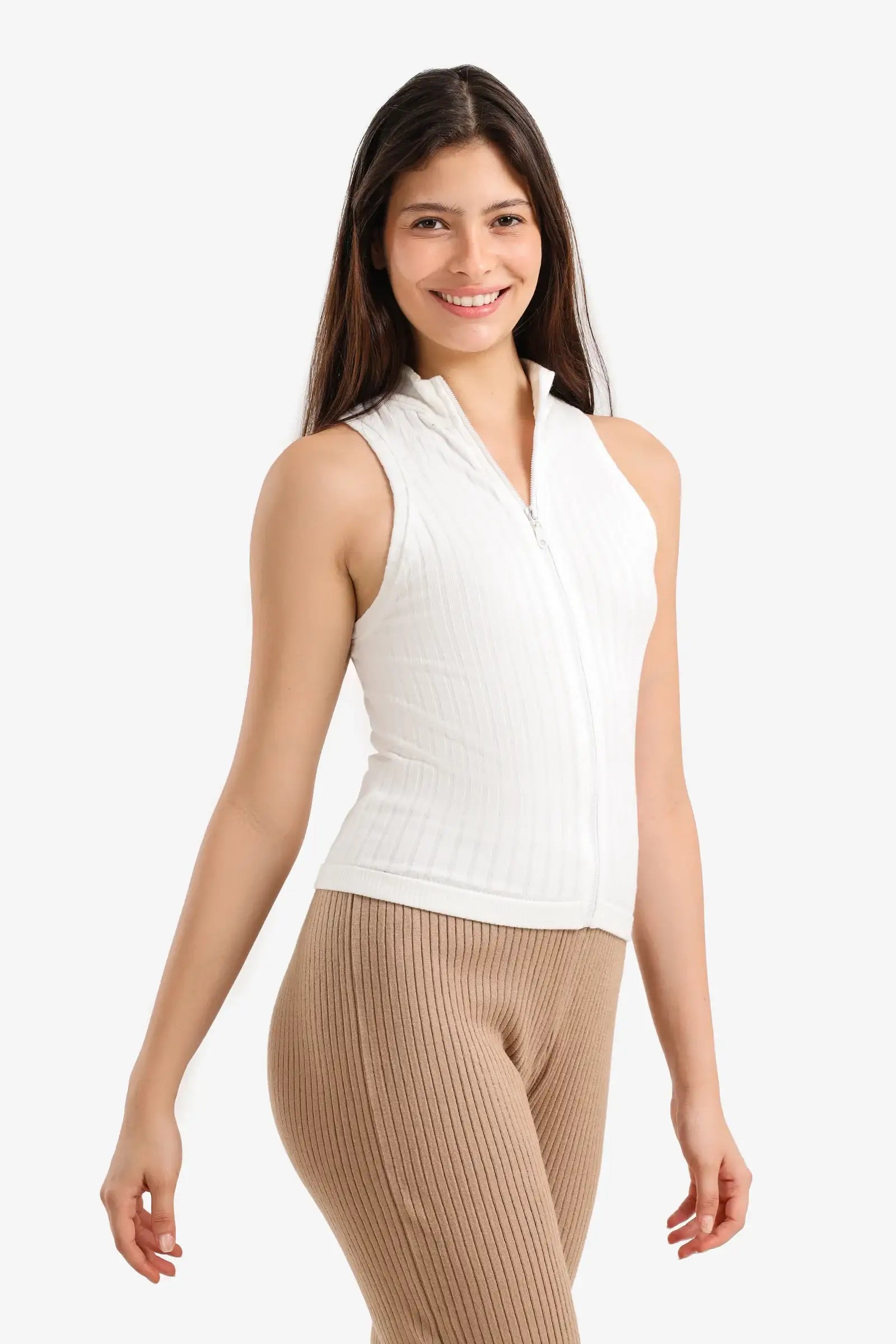 Ribbed Zip-Up Top