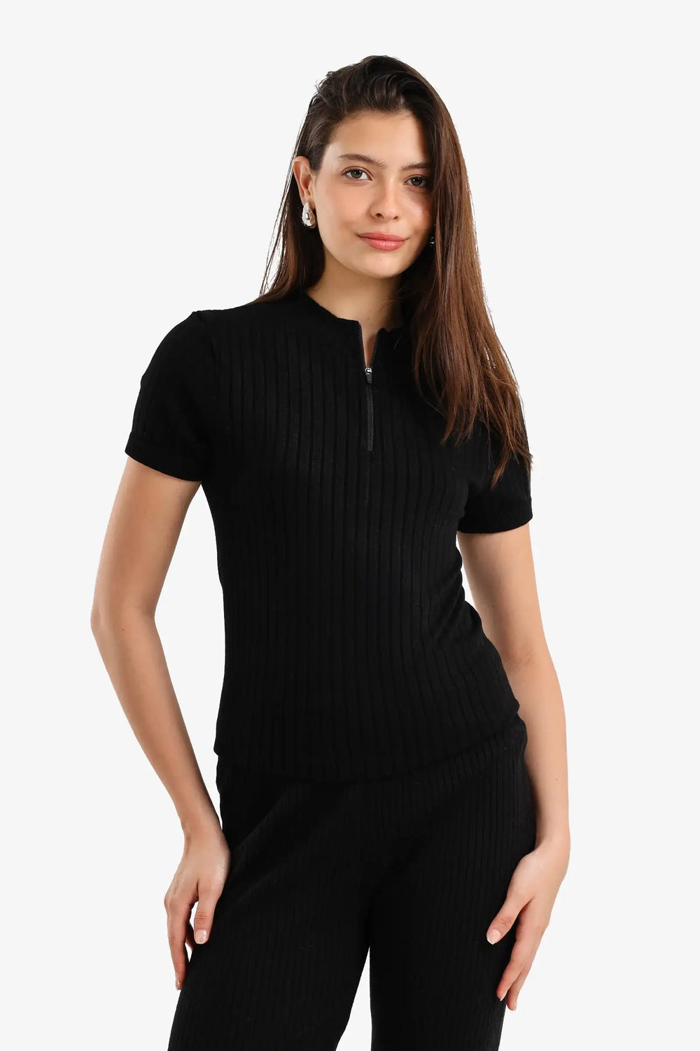Ribbed Short Sleeve Top