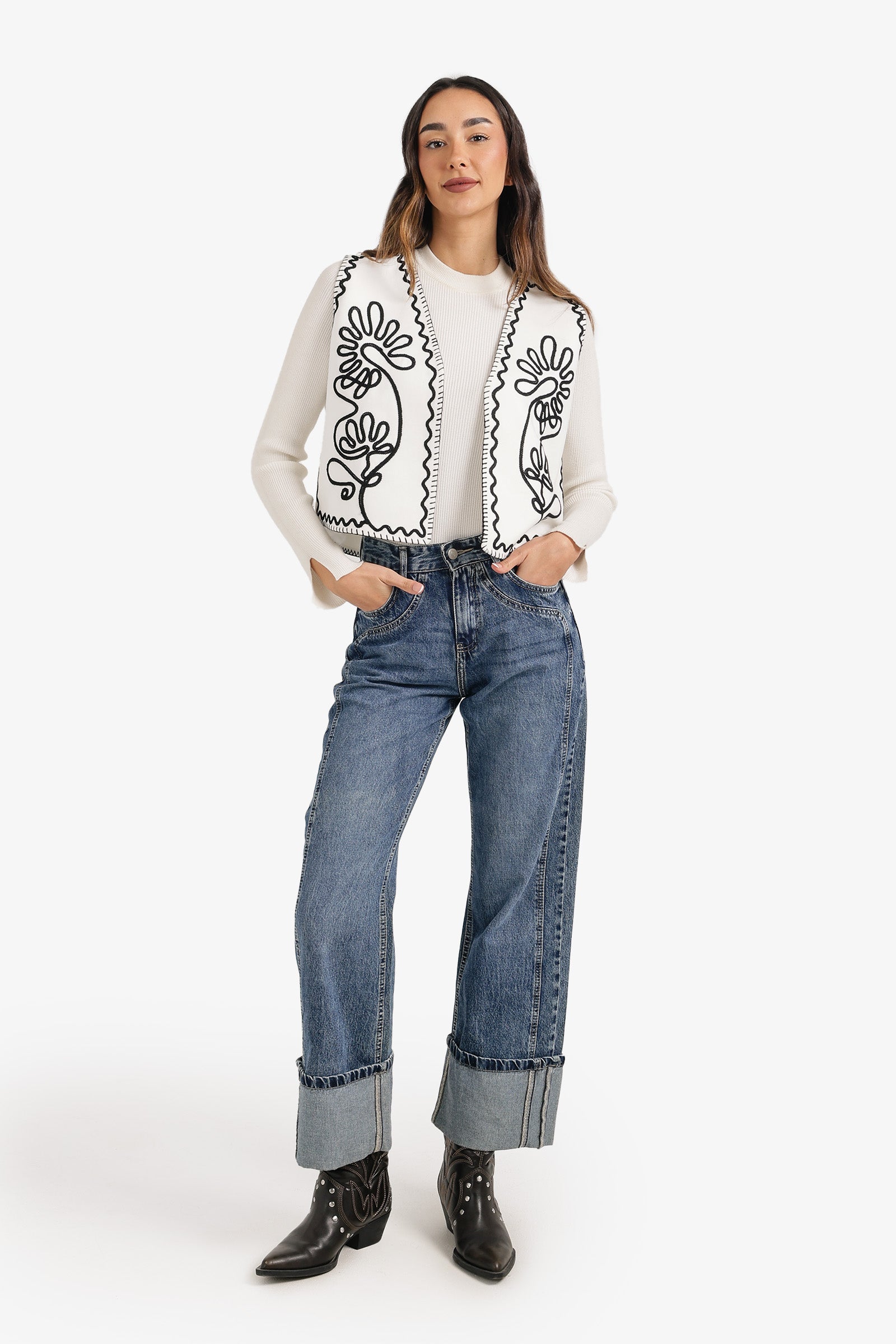 Embroidered Open Vest | | Carina Wear – Carina - كارينا