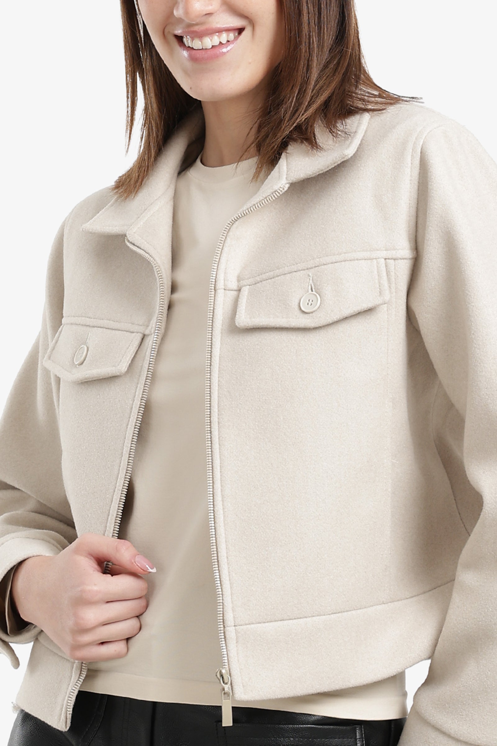 Flap Pocket Cropped Jacket