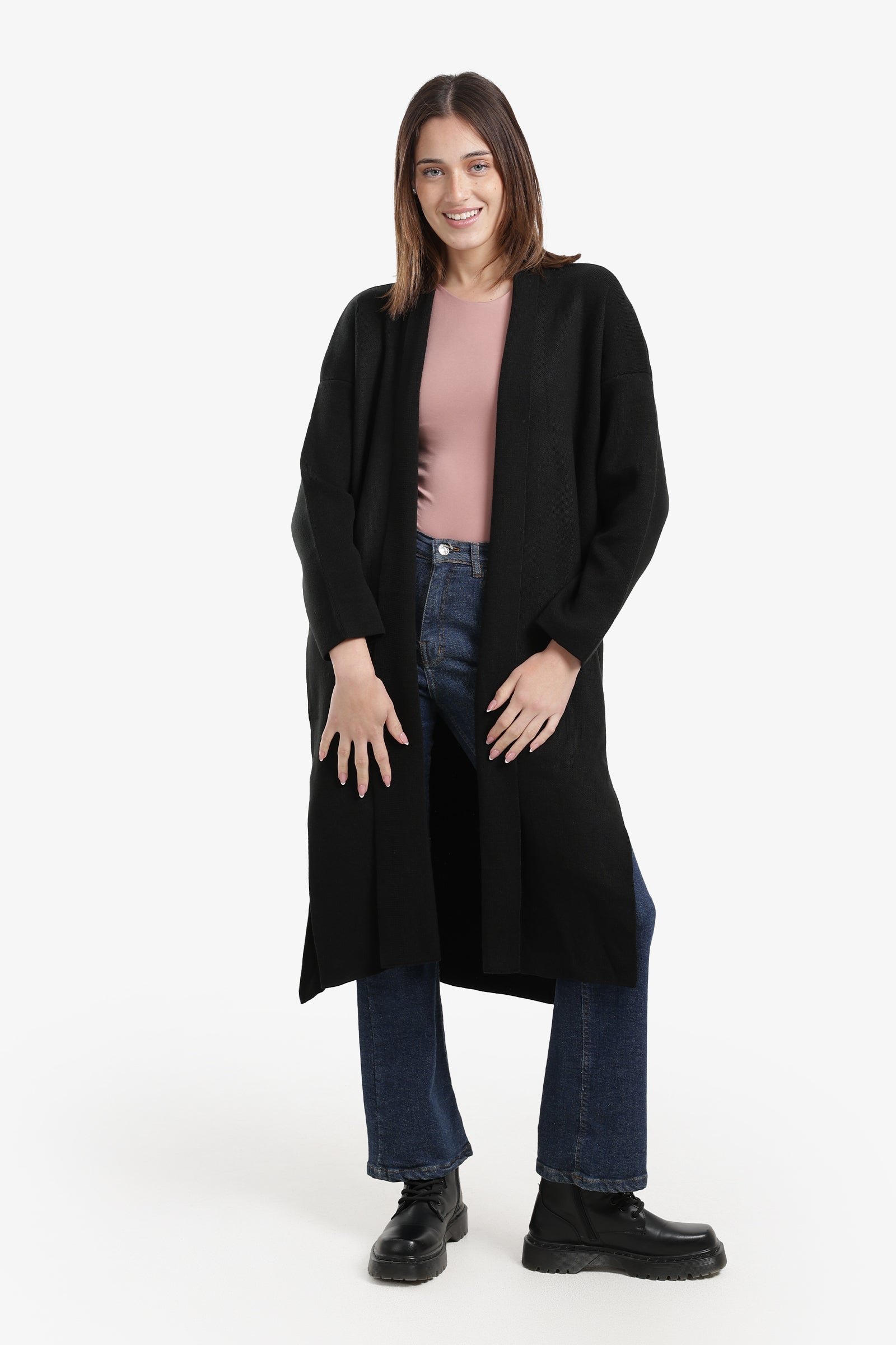 Open Neckline Knitted Cardigan