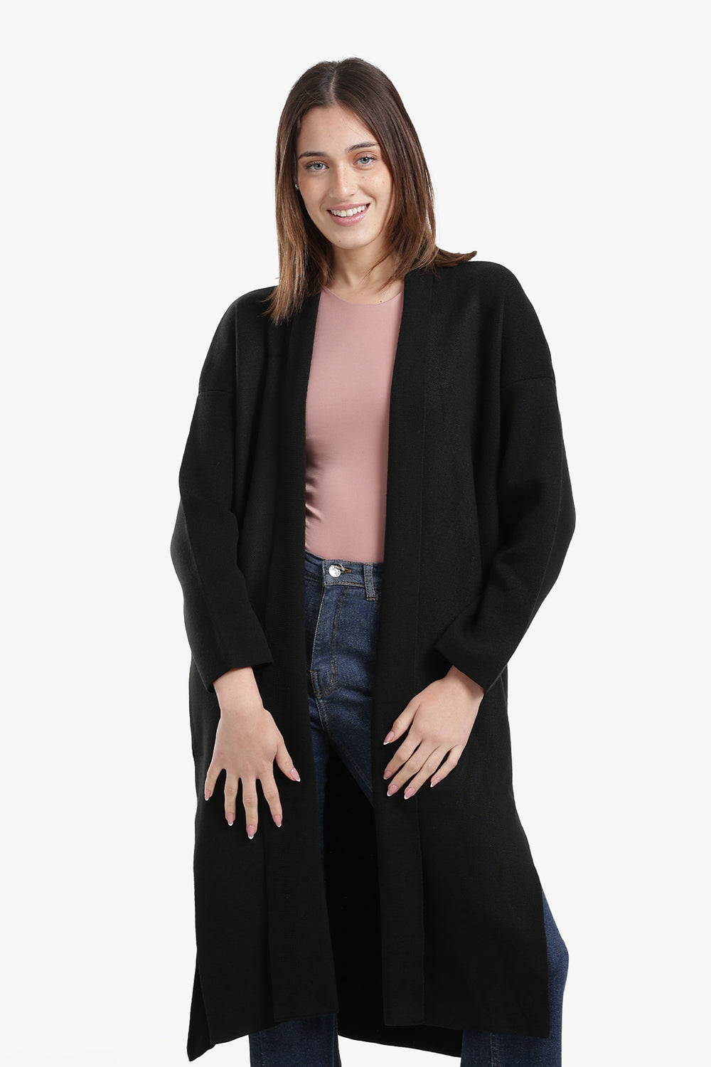 Open Neckline Knitted Cardigan