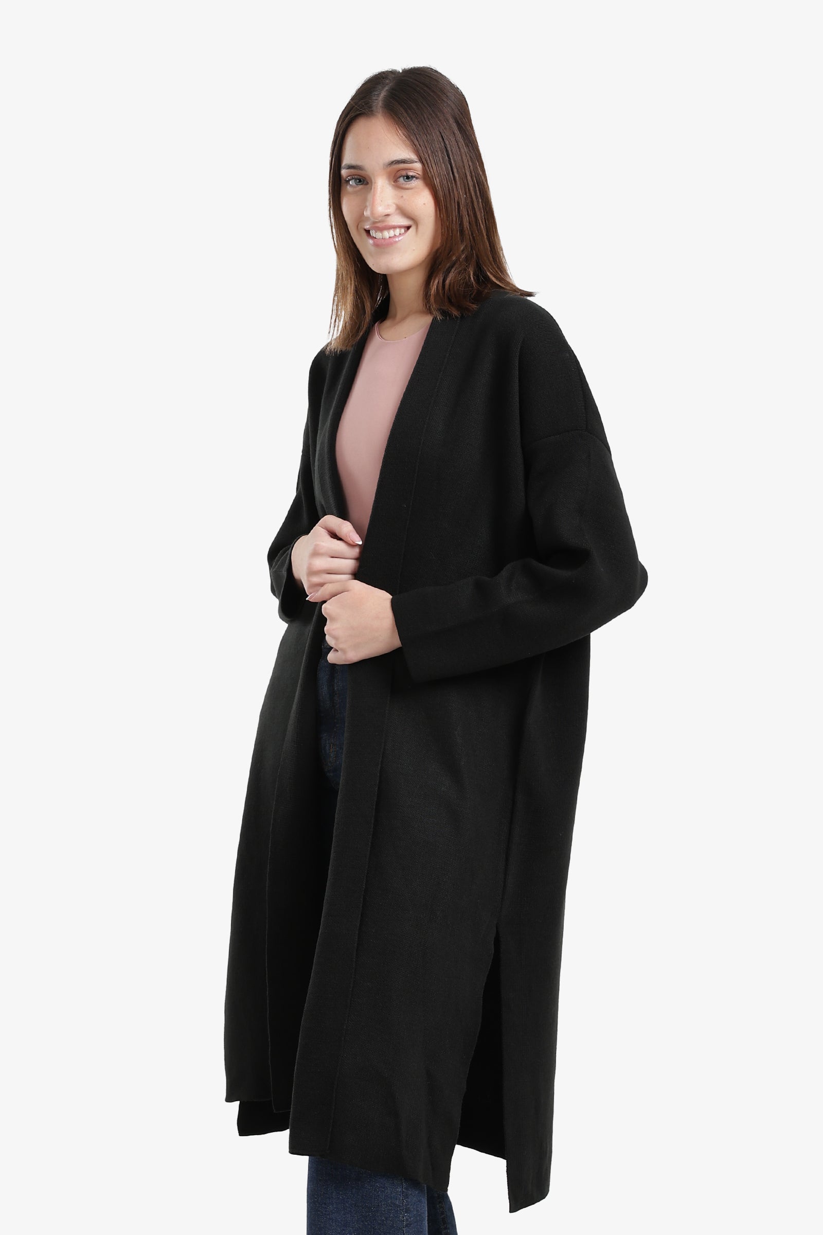 Open Neckline Knitted Cardigan