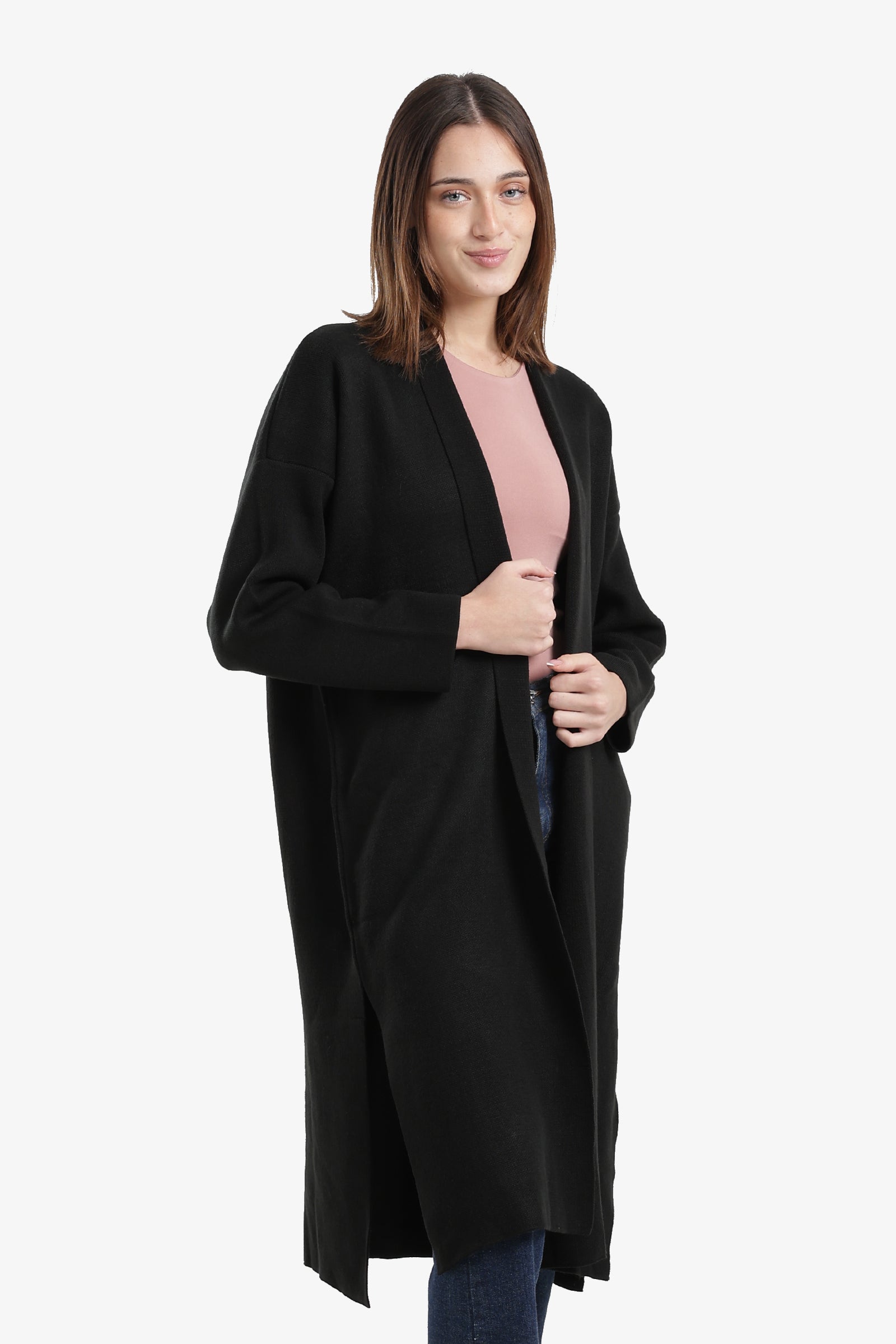 Open Neckline Knitted Cardigan