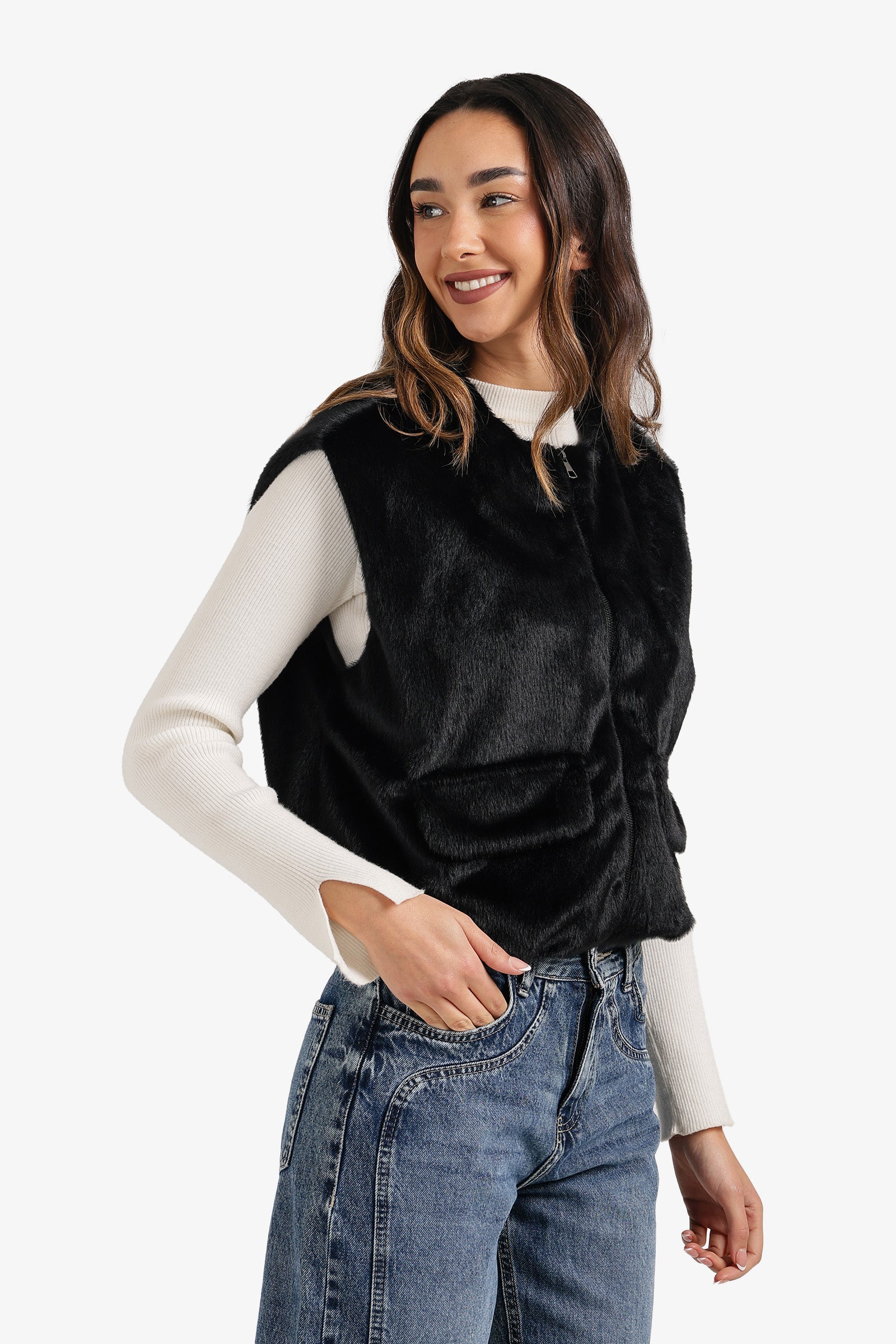 Fur Zip-Up Vest