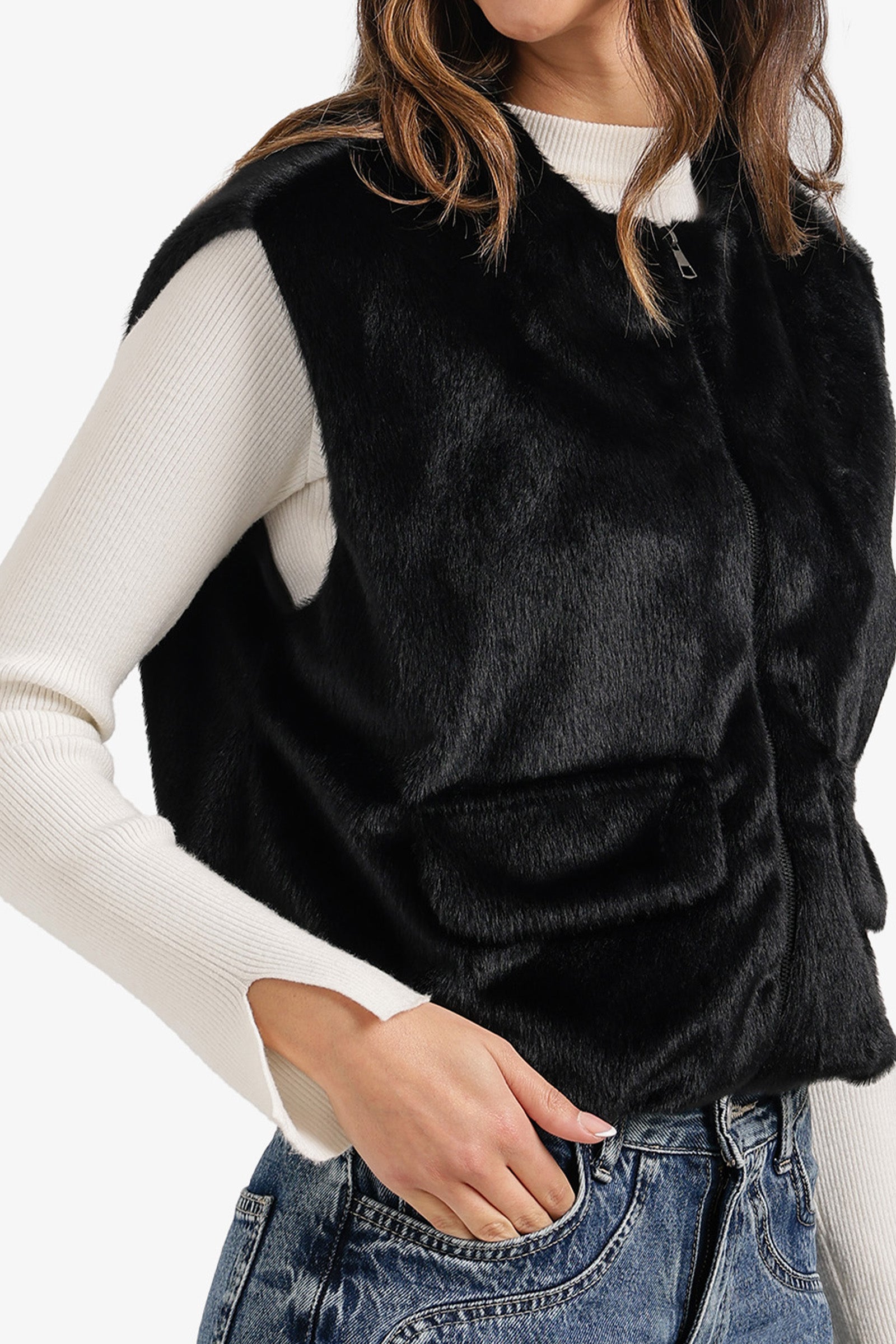 Fur Zip-Up Vest