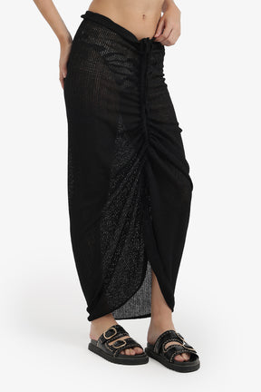 Ruched Maxi Beach Skirt