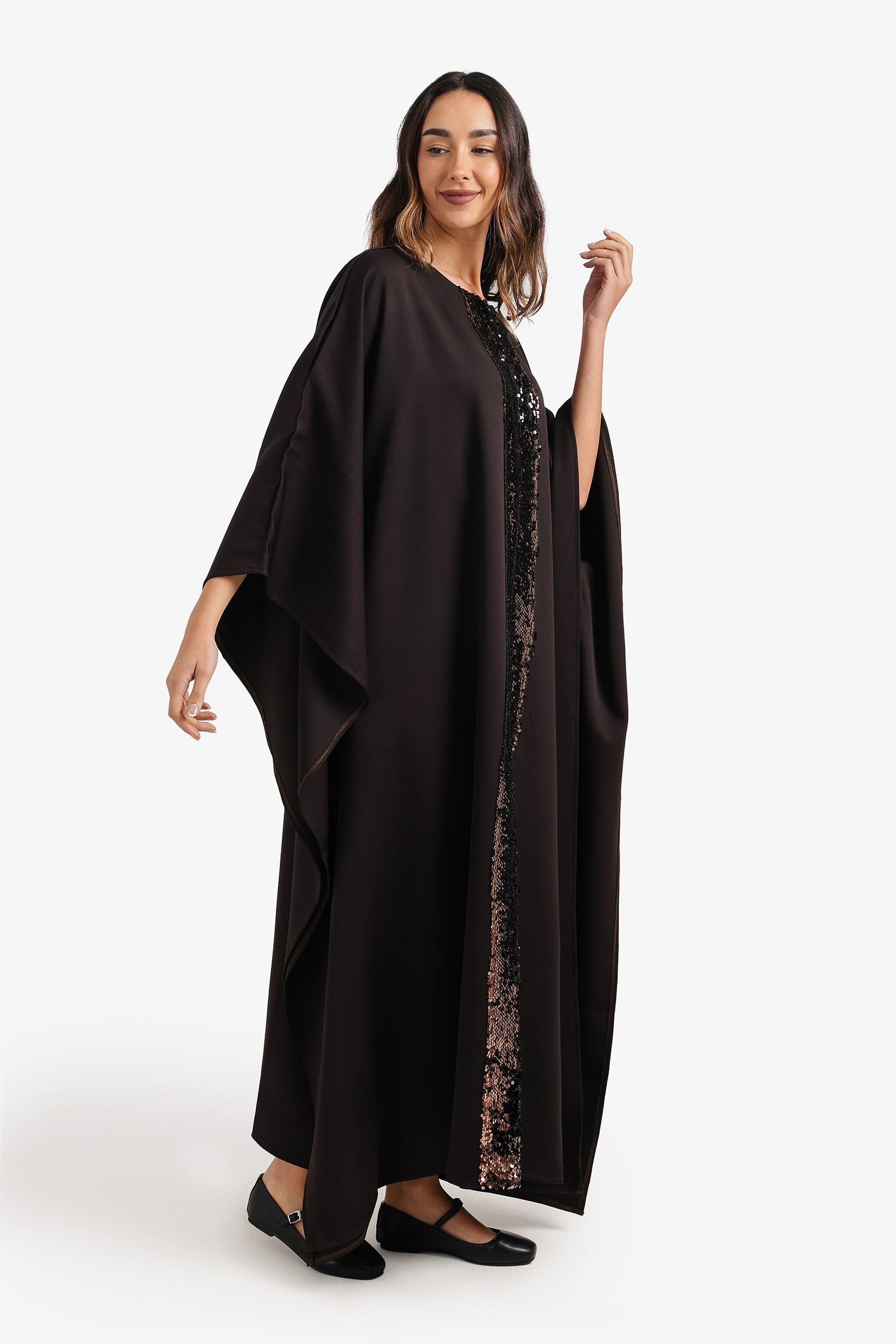 Shimmering Neckline Abaya