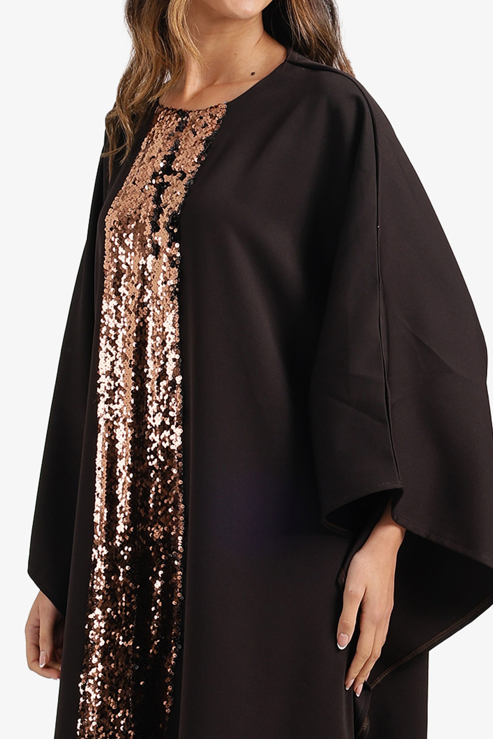 Shimmering Neckline Abaya