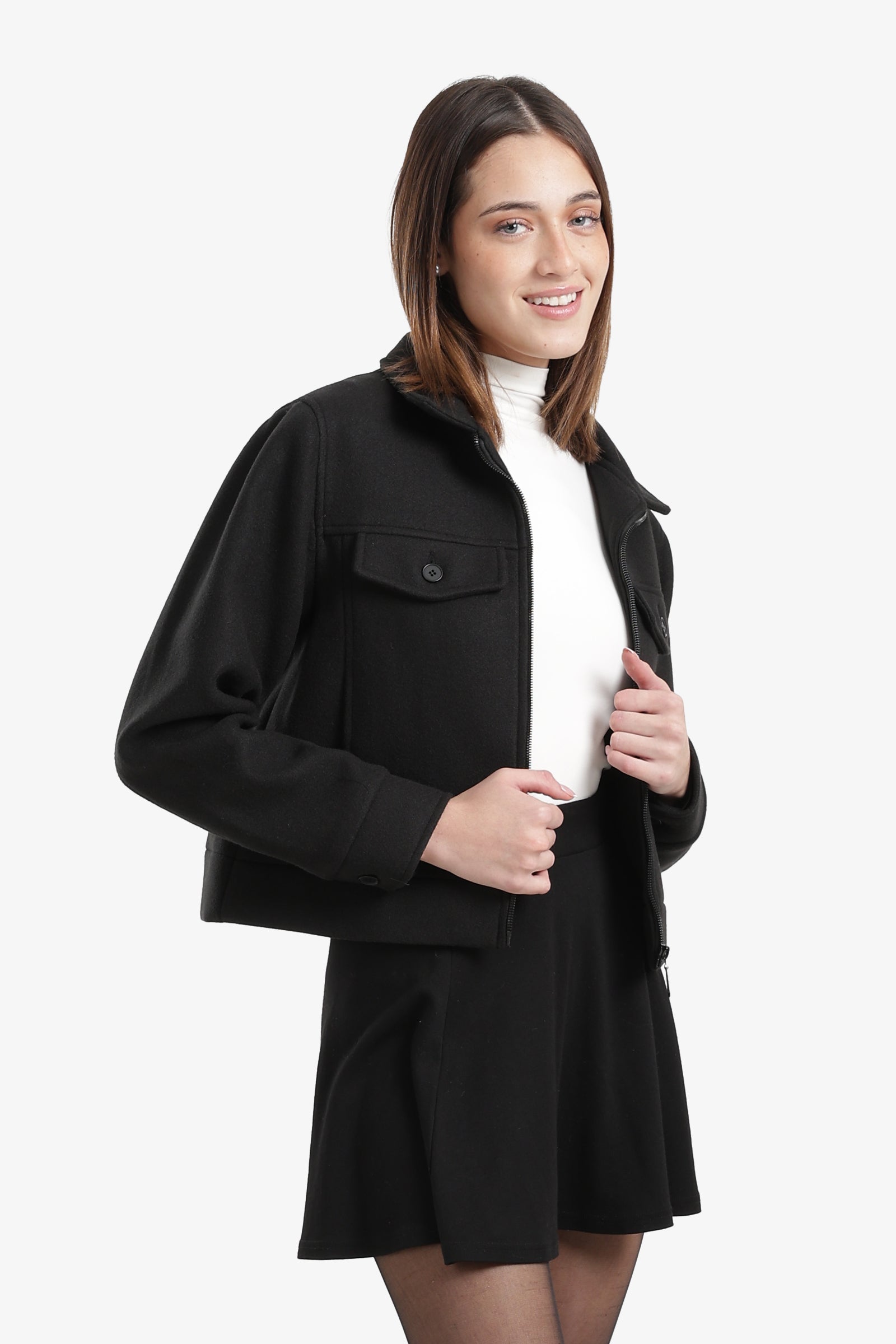 Flap Pocket Cropped Jacket