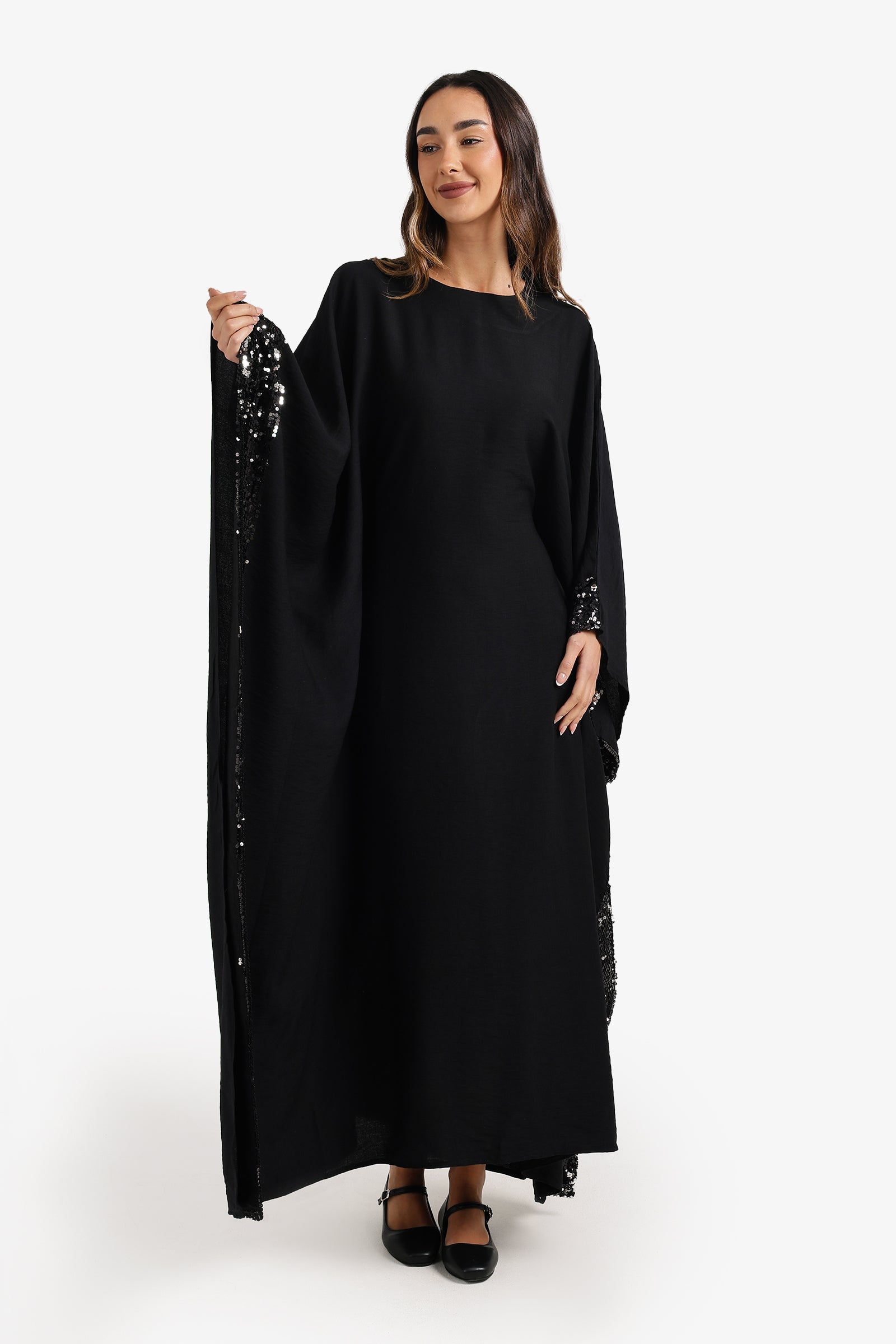 Sequin-Trimmed Abaya
