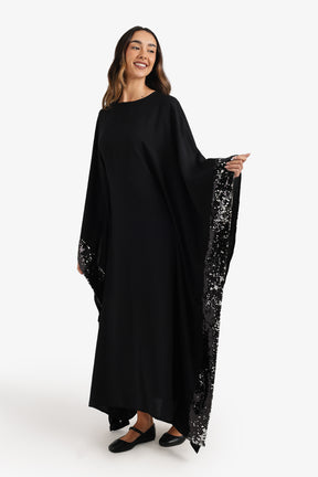 Sequin-Trimmed Abaya