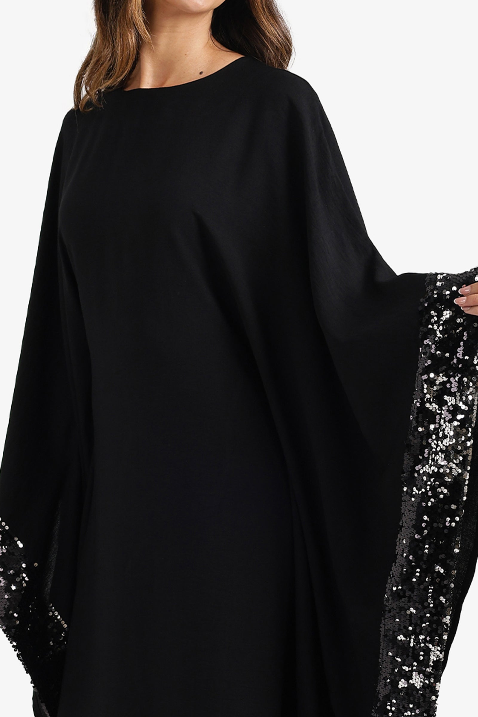 Sequin-Trimmed Abaya