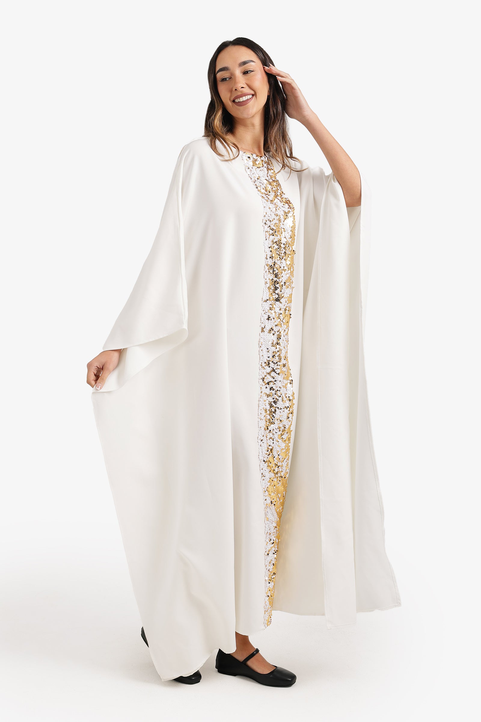 Shimmering Neckline Abaya