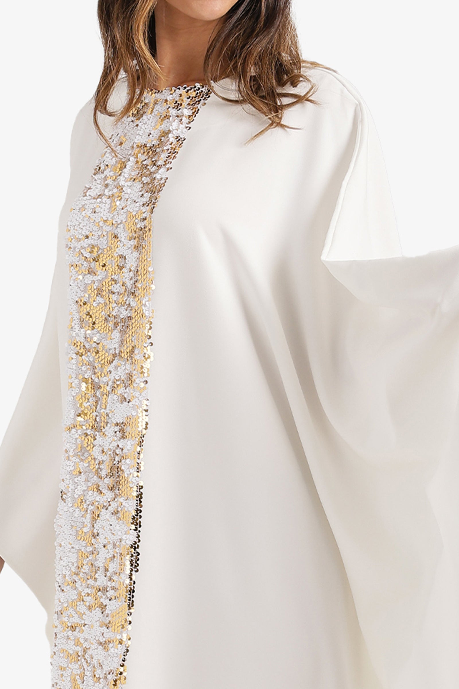 Shimmering Neckline Abaya