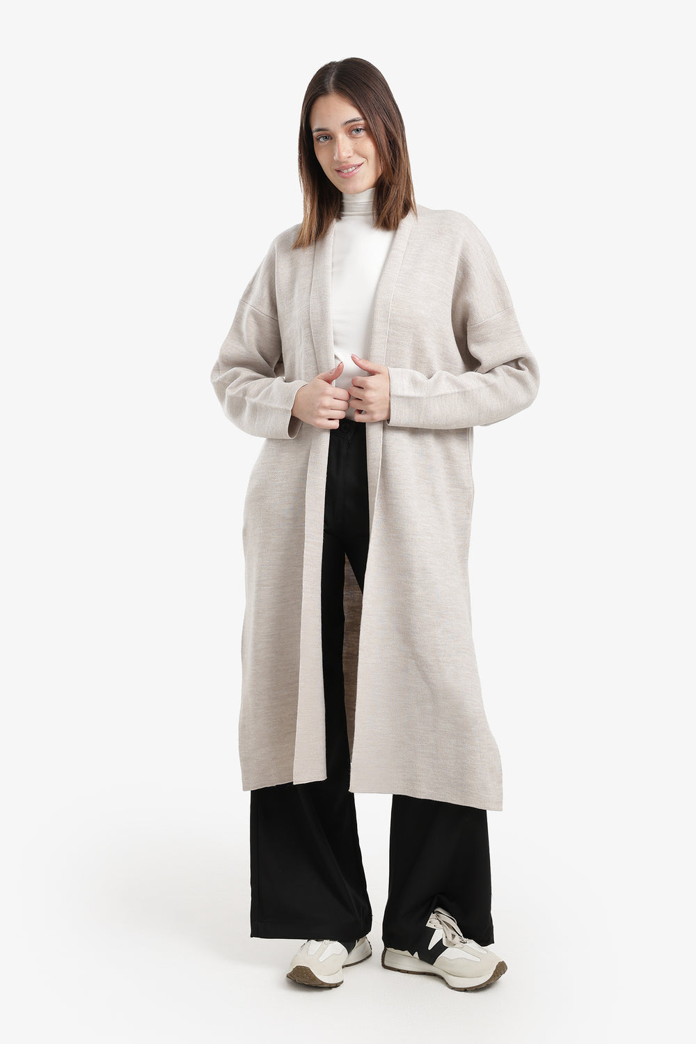 Open Neckline Knitted Cardigan