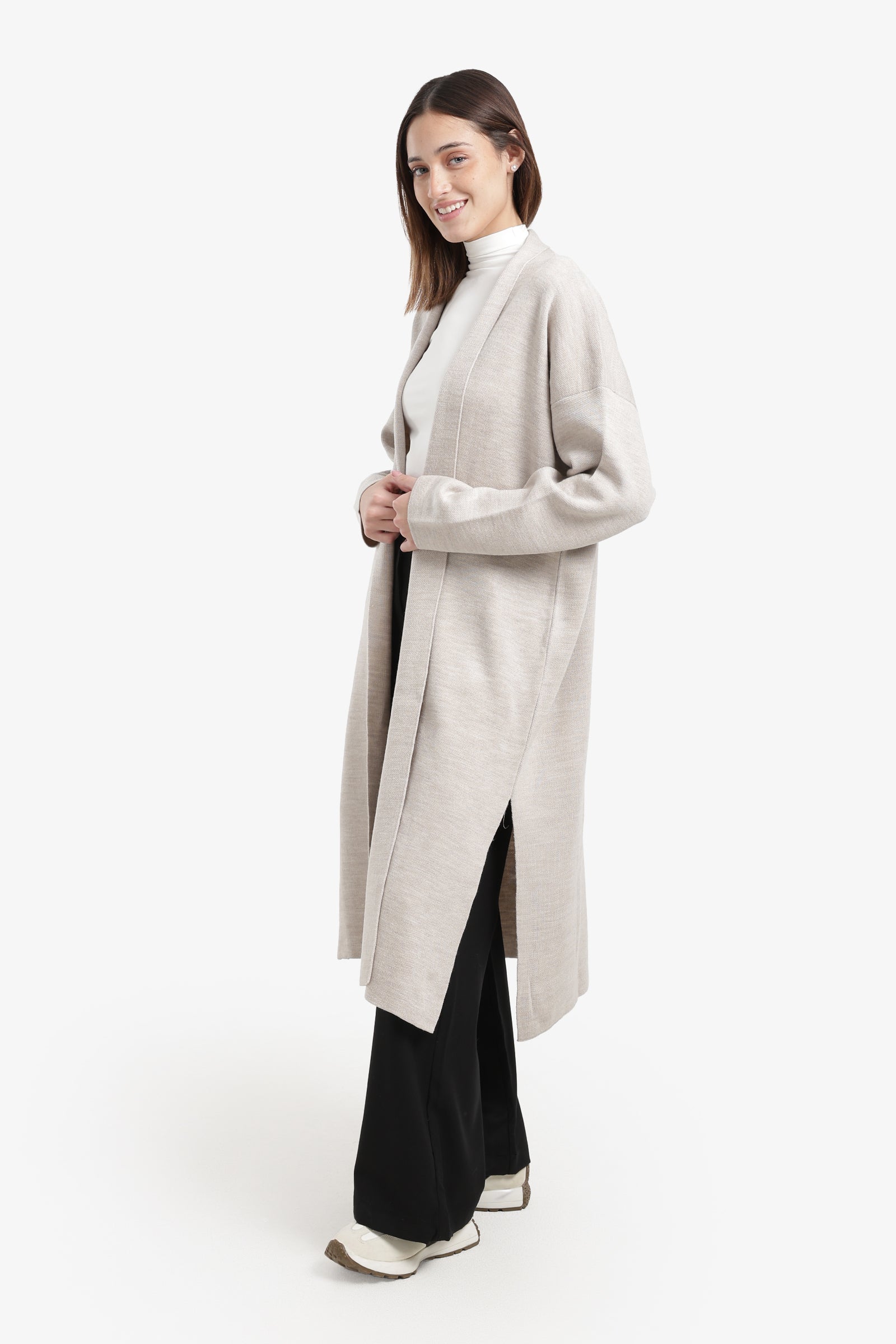Open Neckline Knitted Cardigan
