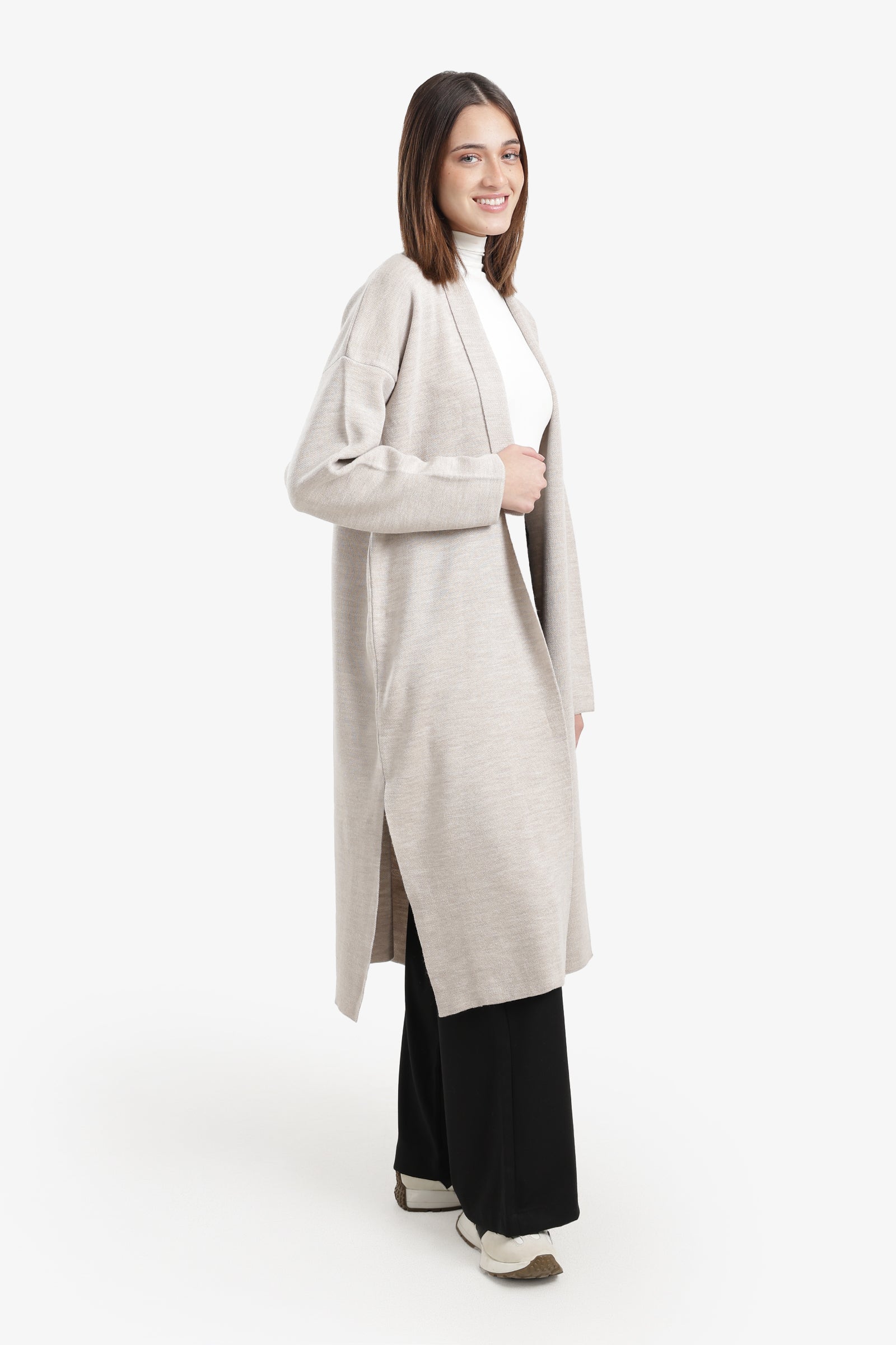 Open Neckline Knitted Cardigan