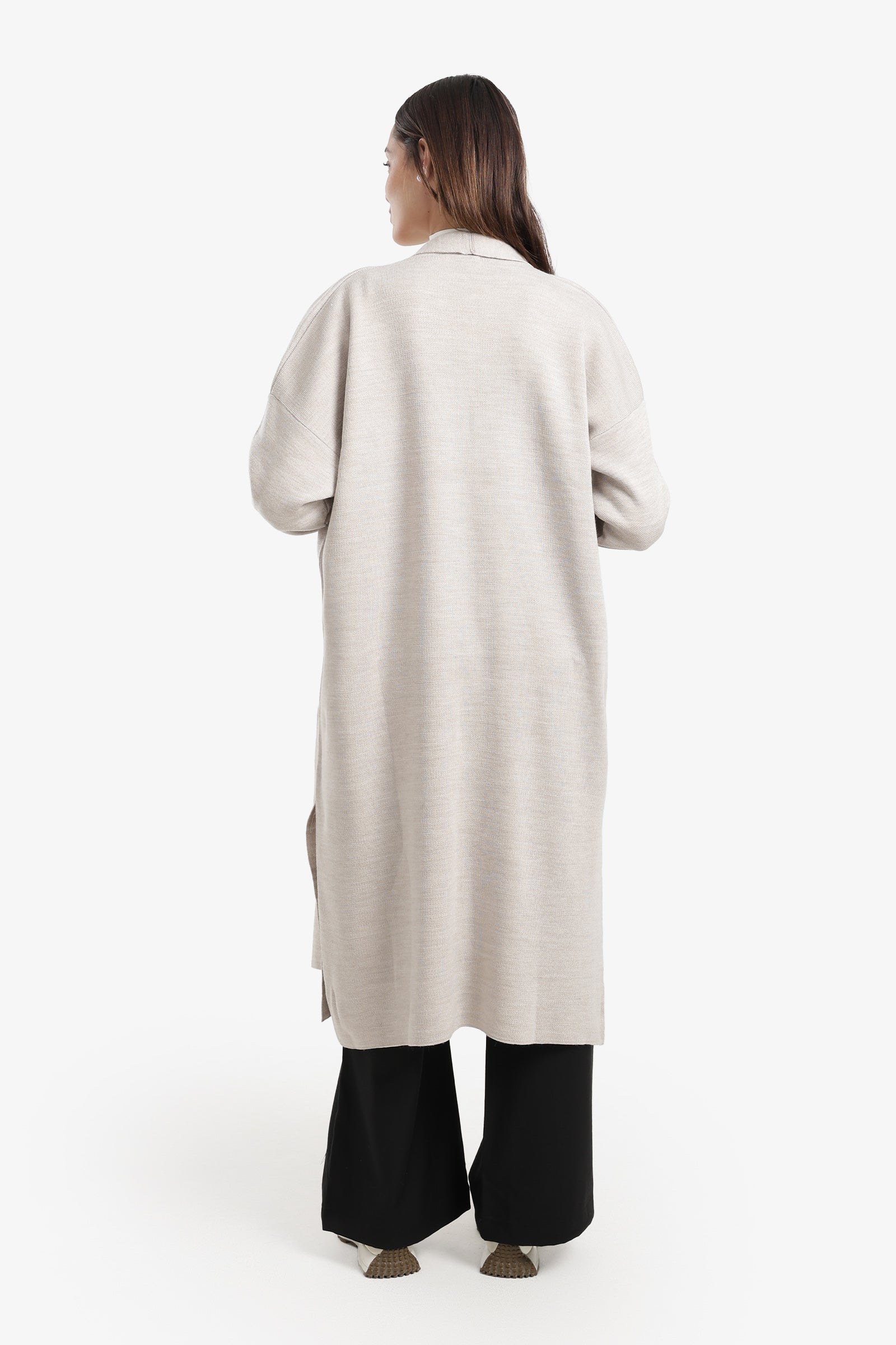 Open Neckline Knitted Cardigan