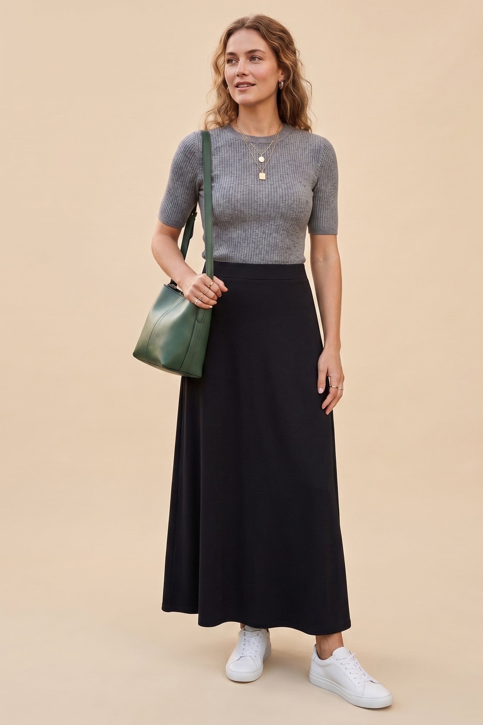 Elasticated Waist Maxi Skirt