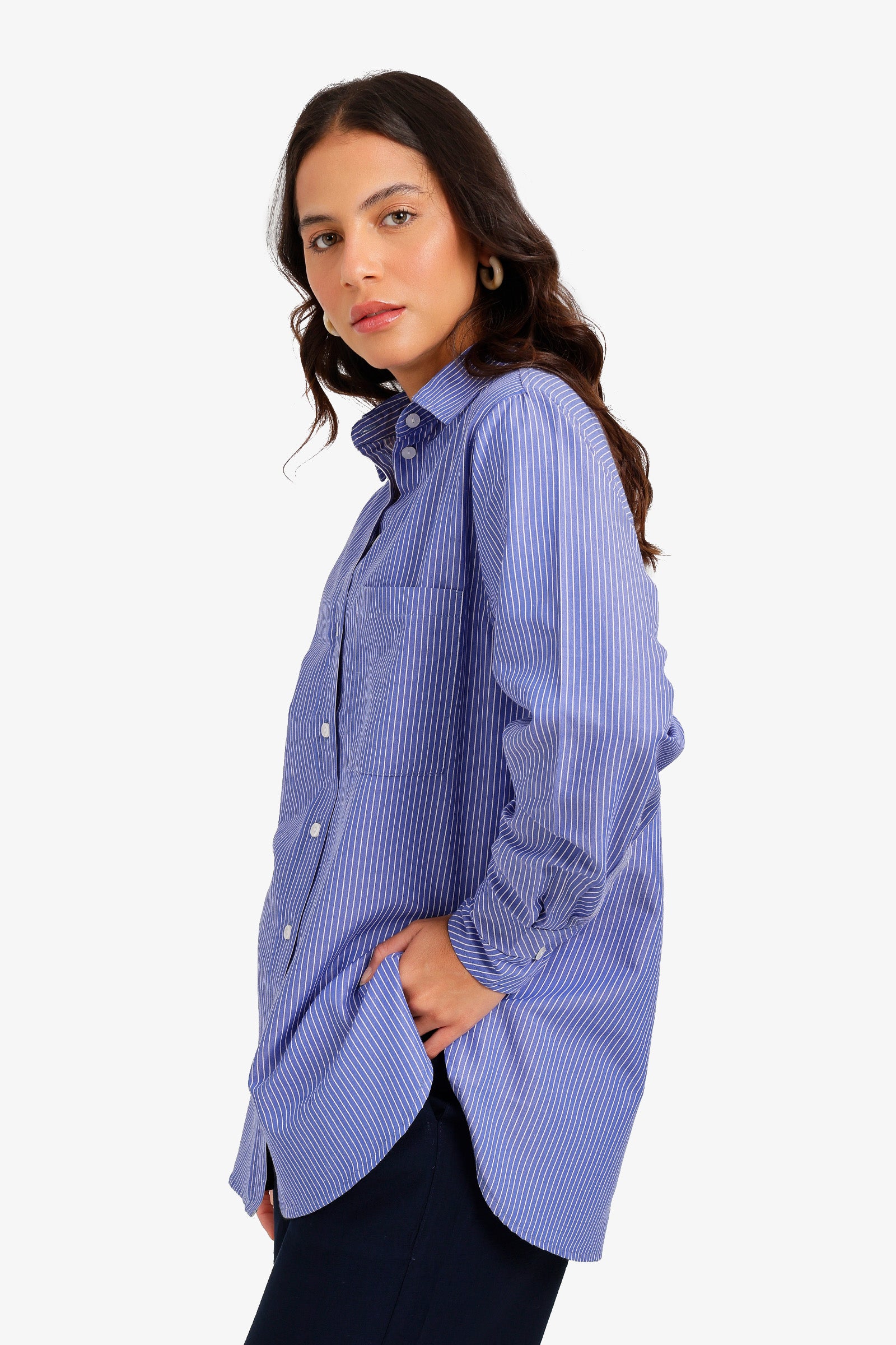 Chest-Pocket Striped Shirt