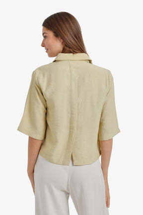 Half-Placket Cropped Shirt