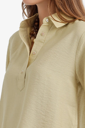 Half-Placket Cropped Shirt