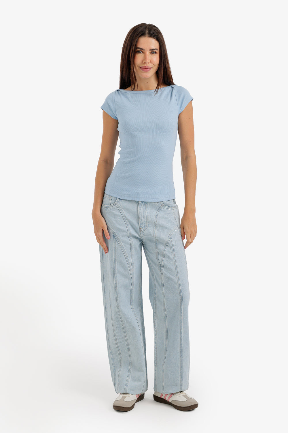 Seam-Detail Denim Pants