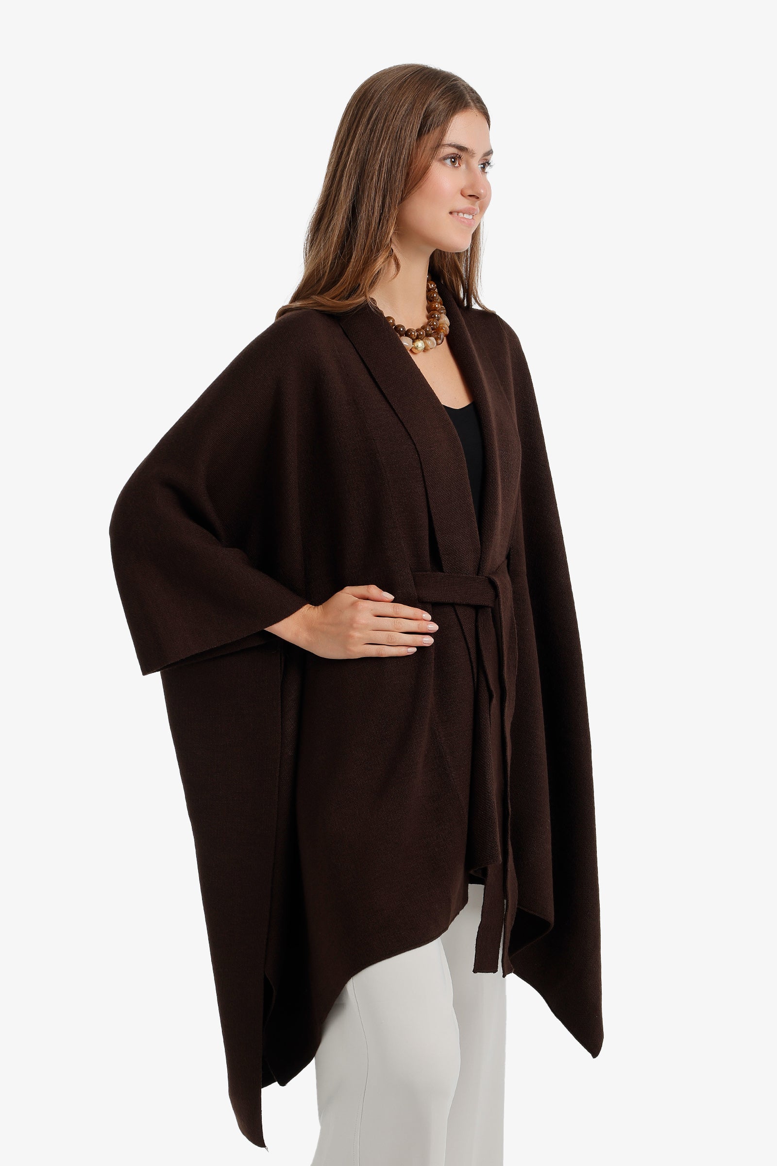 Self-Tie Knit Poncho
