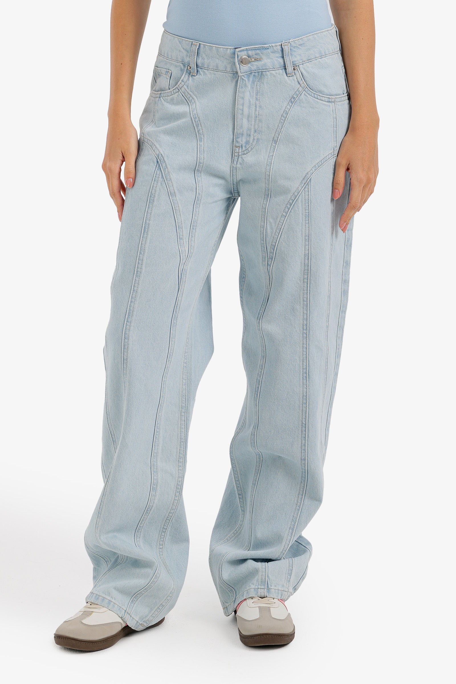 Seam-Detail Denim Pants