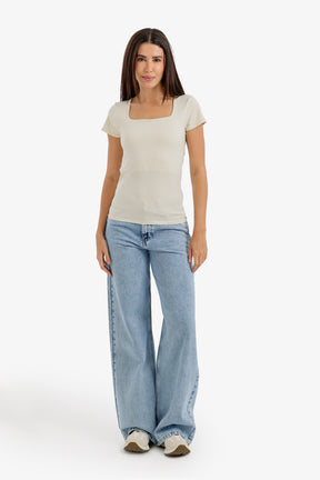 Square Neck Slim-Fit Top