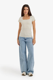 Wide-Leg Denim Pants