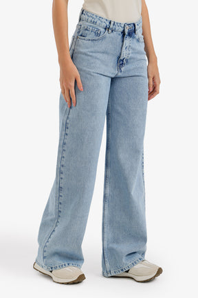 Wide-Leg Denim Pants