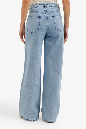 Wide-Leg Denim Pants