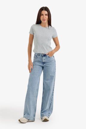 Stitched Panel Cropped Top