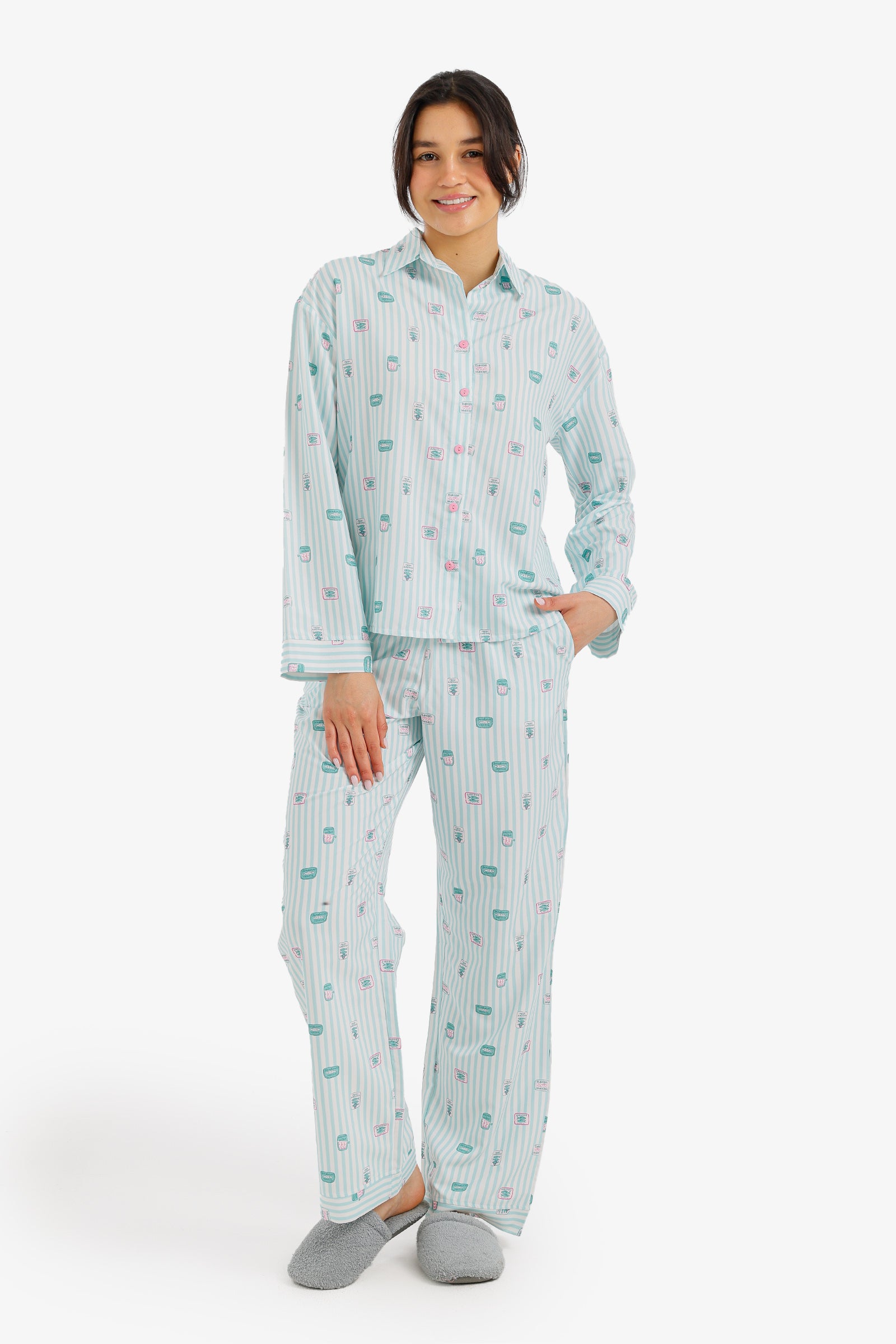 Striped Printed Pyjama Set