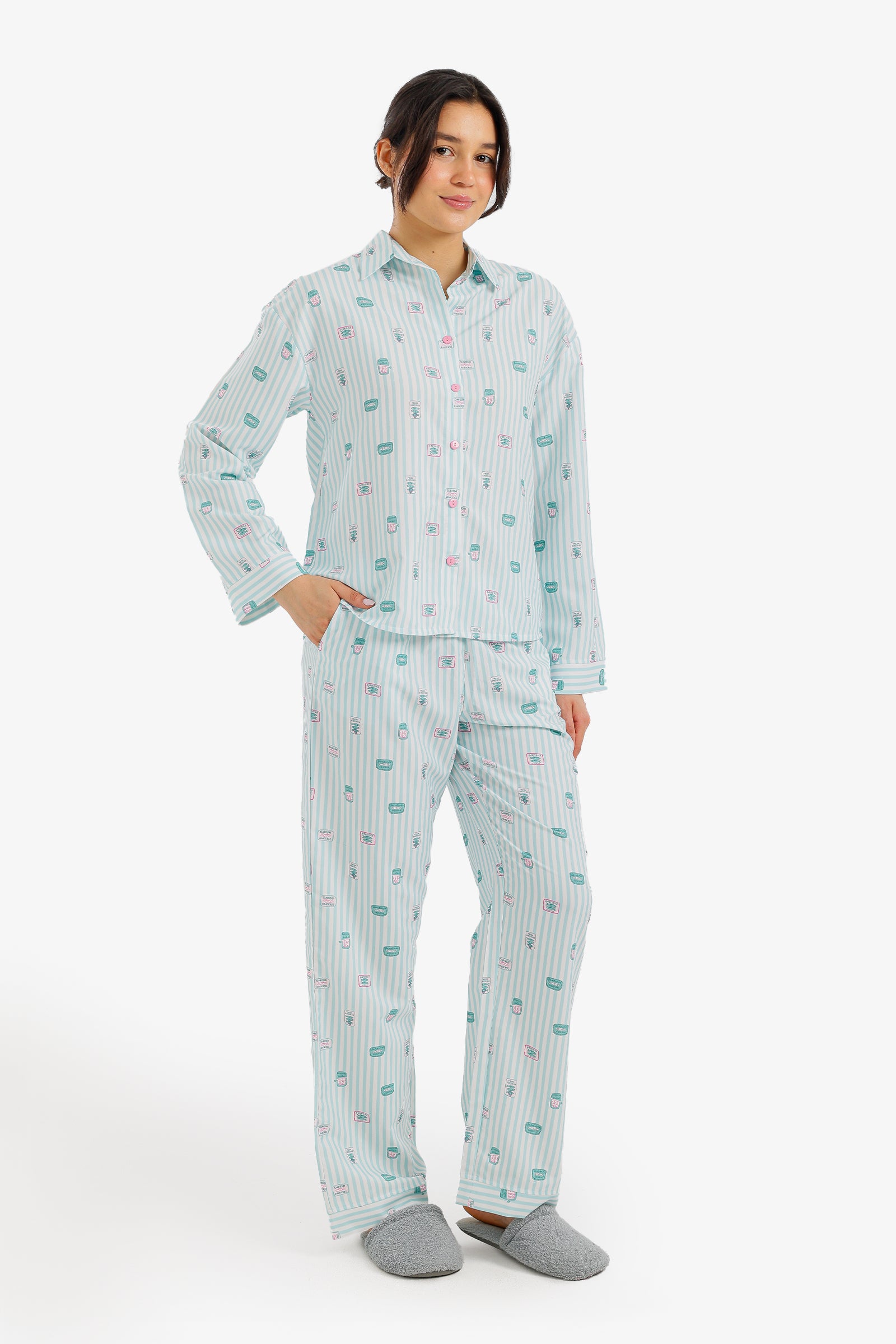 Striped Printed Pyjama Set