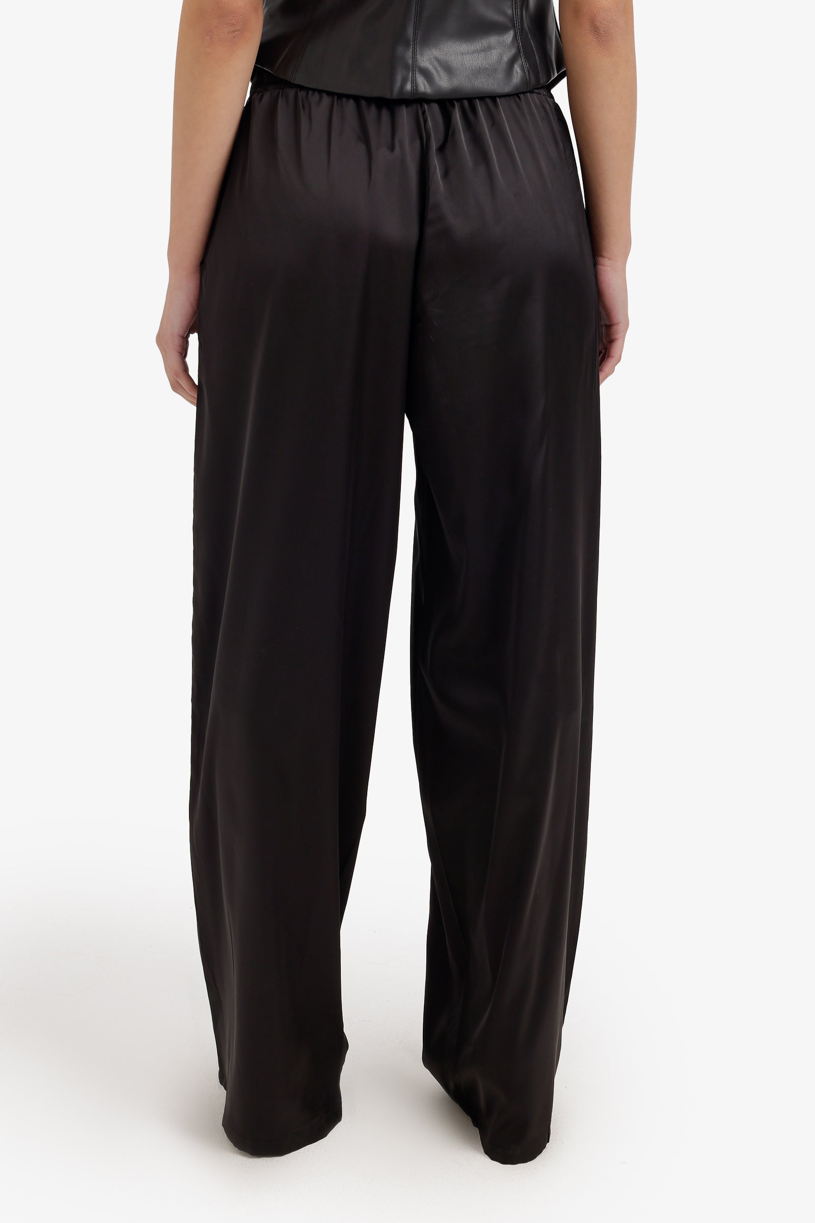 Wide-Leg Satin Pants