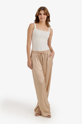 Wide-Leg Satin Pants