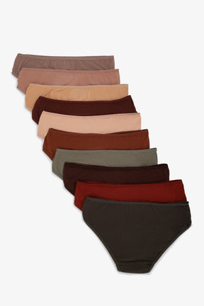 Pack of 10 Colored Bikini Panties