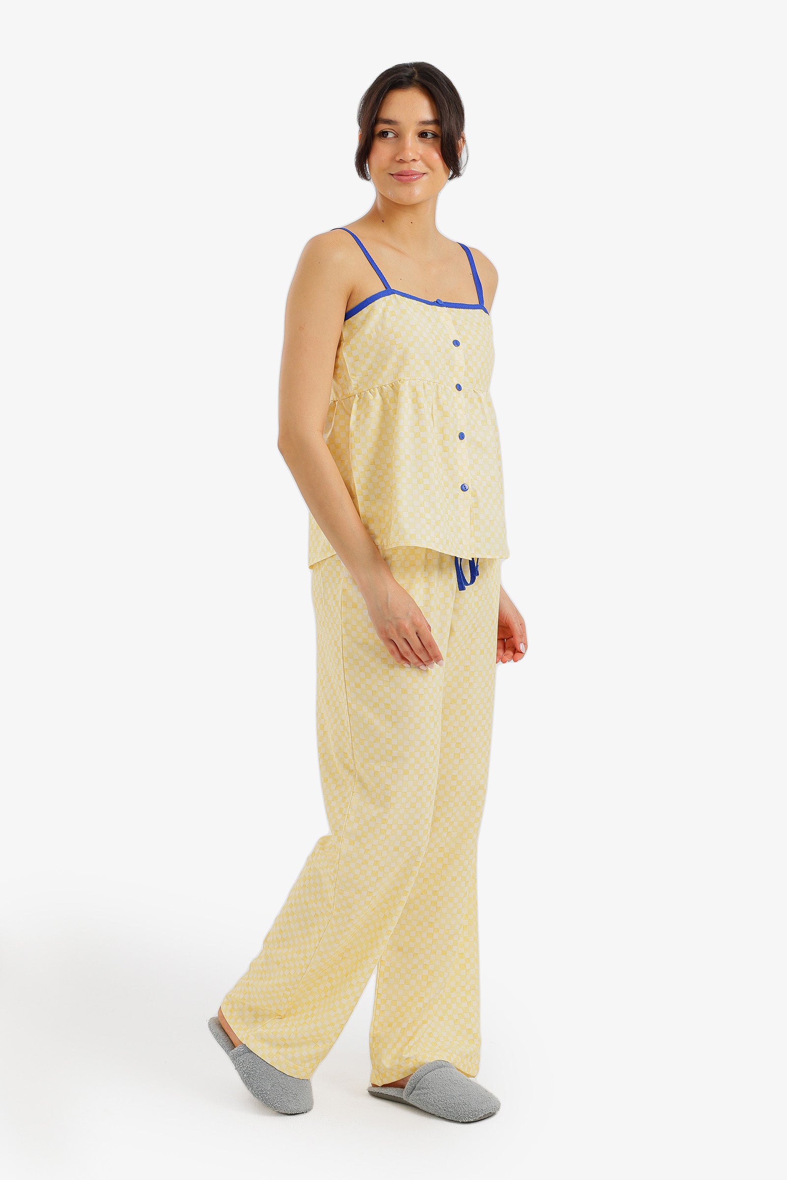 Sleeveless Checkered Pyjama Set