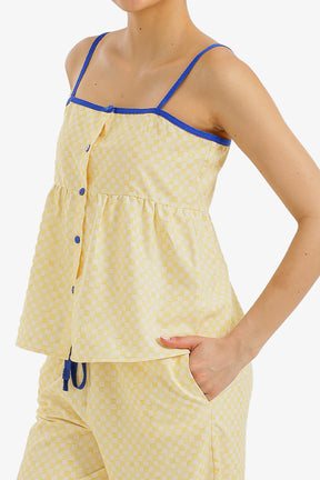 Sleeveless Checkered Pyjama Set