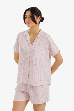 Bow Detail Striped Pyjama Set