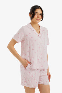 Bow Detail Striped Pyjama Set