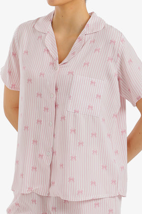 Bow Detail Striped Pyjama Set