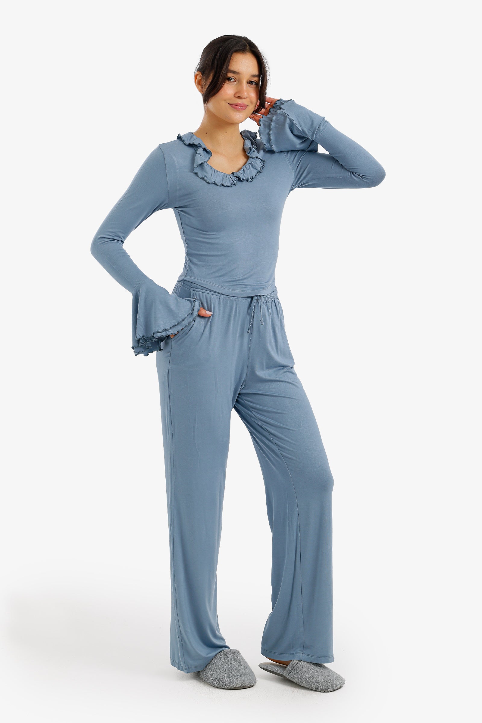 Ruffle-Trim Pyjama Set