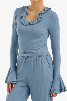 Ruffle-Trim Pyjama Set