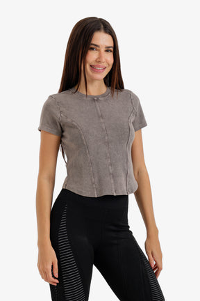 Stitched Panel Cropped Top