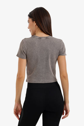 Stitched Panel Cropped Top