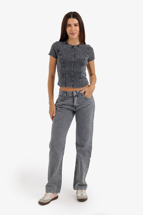 Stitched Panel Cropped Top